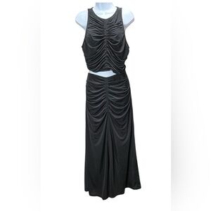 House of Harlow 1960 Black Ruched Lined Two-Piece Skirt Set party
